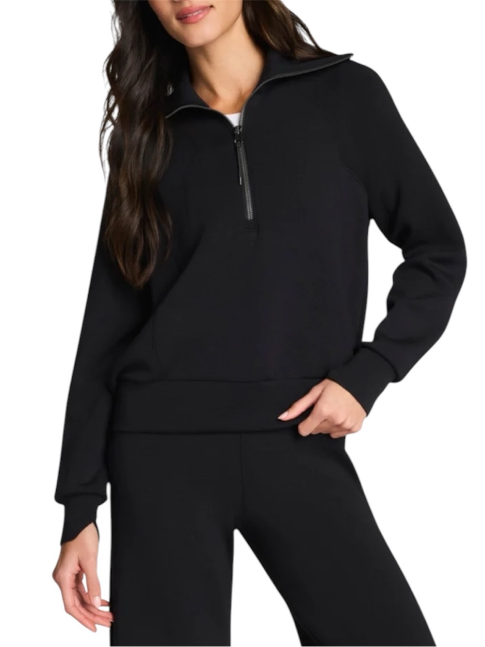 SPANX Air Essentials Half Zip Black Size Medium